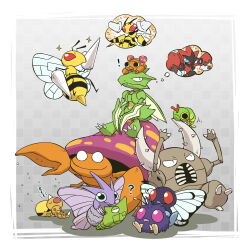Rule 34 | !, ?, antennae, bee, beedrill, bug, butterfly, butterfree, caterpie, claws, commentary request, creatures (company), evolutionary line, fangs, flying, fuifui, game freak, gen 1 pokemon, gen 2 pokemon, horns, insect, insect wings, kakuna, mega beedrill, mega pokemon, mega scizor, metapod, mushroom, nintendo, no eyes, no humans, open mouth, paras, parasect, pinsir, pokemon, pokemon (creature), scizor, scyther, single horn, sleeping, sparkle, stinger, thought bubble, venomoth, venonat, weedle, wings, zzz