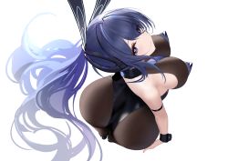 Rule 34 | 1girl, absurdres, an yasuri, animal ears, arched back, armband, ass, azur lane, bare shoulders, blue eyes, blue hair, bodystocking, breasts, cleavage, cuffs, curvy, fake animal ears, from above, headgear, heart, heart-shaped pupils, highres, huge ass, large breasts, leotard, long hair, looking at viewer, looking up, new jersey (azur lane), official alternate costume, playboy bunny, rabbit ears, sideboob, sleeve cuffs, smile, symbol-shaped pupils, thighs, wide hips