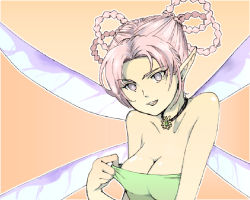 Rule 34 | 1girl, breasts, character request, cleavage, commentary request, fairy, kyuuri (89314), romancing saga 3, saga, short hair, solo