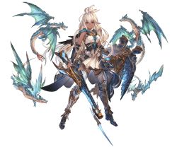 Rule 34 | 1girl, arm guards, armor, armored boots, boots, breasts, dark-skinned female, dark skin, dragon, dress, dual wielding, full body, granblue fantasy, gun, holding, holding weapon, long hair, looking at viewer, medium breasts, minaba hideo, official art, overskirt, red eyes, rifle, shield, short dress, sleeveless, standing, thighhighs, transparent background, weapon, white hair, zettai ryouiki, zooey (granblue fantasy)