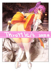 Rule 34 | 1girl, ayane (doa), bottomless, censored, convenient censoring, dead or alive, elbow gloves, gloves, no panties, purple hair, sanbasou, short hair, solo, tecmo, thighhighs