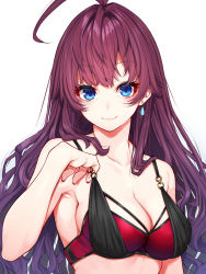 Rule 34 | 1girl, :3, absurdres, ahoge, blue eyes, blush, breasts, brown hair, cleavage, closed mouth, collarbone, collared shirt, earrings, hand up, highres, ichinose shiki, idolmaster, idolmaster cinderella girls, jewelry, large breasts, lips, long hair, looking at viewer, mikan (chipstar182), o-ring, shirt, simple background, smile, solo, upper body, wavy hair, white background
