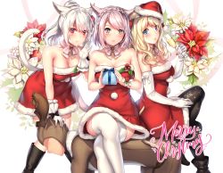 Rule 34 | 1boy, 3girls, :o, animal costume, animal ears, antlers, apple, aruma jiki, bare shoulders, black footwear, black legwear, blonde hair, blue eyes, blush, boots, box, braid, breasts, cat ears, cat tail, champagne flute, christmas, collarbone, cup, detached collar, dress, drinking glass, elbow gloves, faceless, faceless male, facial mark, final fantasy, final fantasy xiv, flower, food, fruit, fur trim, gift, gift box, gloves, hair flower, hair ornament, hat, horns, leaning forward, long hair, looking at viewer, medium breasts, merry christmas, miqo&#039;te, multiple girls, open mouth, pantyhose, pink hair, ponytail, profile, red dress, red eyes, reindeer antlers, reindeer costume, santa hat, short hair, sitting, sitting on person, slit pupils, smile, snowflake print, standing, strapless, strapless dress, sweatdrop, tail, thighhighs, whisker markings, white background, white gloves, white hair, white legwear, yellow eyes