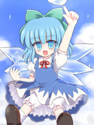 Rule 34 | bad proportions, bloomers, blue eyes, blue hair, cirno, ry (yagoyago), solo, touhou, underwear, yousei daisensou