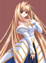 Rule 34 | 00s, 1girl, archetype earth, arcueid brunestud, bare shoulders, blonde hair, coupytwo, dress, long hair, red eyes, solo, strapless, strapless dress, tsukihime