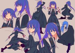 Rule 34 | 1girl, :o, ^ ^, alternate hair length, alternate hairstyle, between fingers, black keys (type-moon), blue eyes, blue hair, blush, breasts, ciel (tsukihime), closed eyes, collage, commission, cross, cross necklace, crucifix, curry, dress, dual wielding, eating, expressions, food, happy, holding, holding weapon, jewelry, line dot, long hair, long sleeves, melty blood, multiple views, necklace, nun, smile, sword, traditional nun, tsukihime, twitter username, weapon