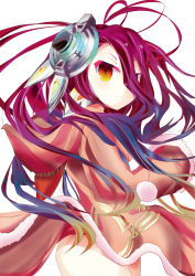 Rule 34 | 1girl, android, animal hood, from side, fur trim, hair ornament, highres, hood, hood down, hoodie, looking at viewer, naked hoodie, no game no life, no game no life zero, purple hair, robot ears, same, shuvi (no game no life), thick thighs, thighs, yellow eyes