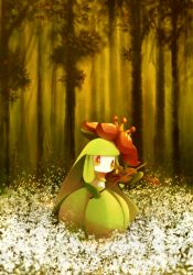 Rule 34 | 1girl, bow (music), colored skin, creatures (company), crown, day, female focus, field, flat chest, flower, flower field, forest, game freak, gen 5 pokemon, green hair, green skin, hair flower, hair ornament, hand up, holding, holding bow (music), holding instrument, holding violin, instrument, lilligant, long hair, mini crown, monster girl, multicolored skin, music, nature, nintendo, no mouth, orange eyes, outdoors, petals, plant girl, playing instrument, pokemon, pokemon (creature), red flower, ribero, sidelocks, solo, standing, tilted headwear, tree, two-tone skin, violin, white flower, white skin, yellow headwear