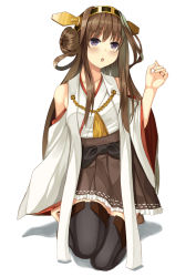 Rule 34 | 10s, 1girl, ahoge, bad id, bad pixiv id, black footwear, black thighhighs, boots, brown hair, detached sleeves, hairband, japanese clothes, kantai collection, komori413, kongou (kancolle), long hair, nontraditional miko, open mouth, simple background, solo, thigh boots, thighhighs, zettai ryouiki