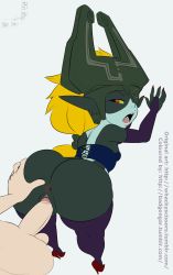 Rule 34 | 1boy, 1girl, anus, artist name, badgengar, breasts, character name, copyright name, hetero, high heels, highres, lacing, midna, nintendo, open mouth, page number, penis, pussy, sex, small breasts, spread anus, text focus, the legend of zelda, the legend of zelda: twilight princess, thecon, uncensored, vaginal, watermark