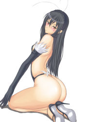 Rule 34 | 10s, 1girl, accel world, antenna hair, ass, bare shoulders, black hair, blush, breasts, bug, butterfly, detached sleeves, elbow gloves, covered erect nipples, frills, gloves, hairband, high heels, bug, kuroyukihime, long hair, muffin (sirumeria), orange eyes, seiza, shoes, sitting, small breasts, solo
