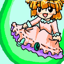 Rule 34 | 1990s (style), akazukin chacha, blonde hair, bubble, cosplay, lowres, orin (artist), sitting