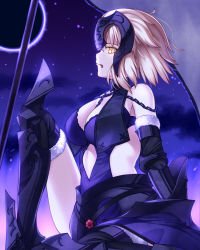 Rule 34 | 1girl, argyle, argyle clothes, argyle cutout, armor, armored boots, bad id, bad pixiv id, black thighhighs, blonde hair, boots, breasts, cleavage, clothing cutout, eclipse, fate/grand order, fate (series), from side, jeanne d&#039;arc (fate), jeanne d&#039;arc alter (avenger) (fate), jeanne d&#039;arc alter (fate), linon, medium breasts, navel cutout, short hair, sideboob, sitting, solo, thigh boots, thighhighs, tongue, tongue out, yellow eyes