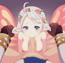 Rule 34 | 1boy, 1girl, animated, animated gif, blue eyes, braid, breasts, brown gloves, butterfly wings, commission, commissioner upload, erection, fairy wings, fellatio, fire emblem, fire emblem fates, fire emblem heroes, flower, gloves, grabbing another&#039;s hair, hair flower, hair ornament, hairband, hetero, insect wings, kiran (fire emblem), kiran (male) (fire emblem), looking at viewer, low twin braids, low twintails, medium breasts, nina (fire emblem), nina (resplendent) (fire emblem), nintendo, non-web source, official alternate costume, oral, parted bangs, shira yu ki, skeb commission, twin braids, twintails, wings