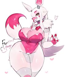 Rule 34 | 1girl, animal ears, bare hips, bow, bowtie, breasts, cleavage, finger to mouth, five nights at freddy&#039;s, five nights at freddy&#039;s: sister location, fox ears, fox girl, fox tail, funtime foxy, furry, furry female, highres, huge breasts, leotard, lipstick, long hair, looking at viewer, makeup, mechanical arms, mechanical ears, mechanical legs, multicolored fur, navel, pink bow, pink bowtie, pink fur, playboy bunny, robot girl, seductive smile, shushing, sidelocks, smile, tail, thick thighs, thighs, togetoge, very long hair, white fur, white hair, wide hips, yellow eyes