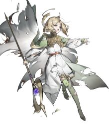 Rule 34 | 1girl, aged down, aqua eyes, blonde hair, boots, brand of the exalt, cape, damaged, drill hair, drill sidelocks, emmeryn (child) (fire emblem), emmeryn (fire emblem), facial mark, fire emblem, fire emblem awakening, fire emblem heroes, forehead mark, green cape, green footwear, highres, holding, holding staff, medium hair, multicolored cape, multicolored clothes, nintendo, non-web source, open mouth, robe, sidelocks, solo, staff, tagme, thigh boots, tiara, torn cape, torn clothes, white cape, white robe
