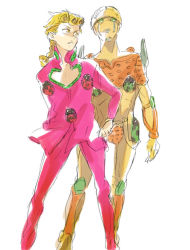 Rule 34 | bad id, bad pixiv id, blonde hair, braid, bug, giorno giovanna, gold experience, insect, jojo no kimyou na bouken, ladybug, male focus, mokeo, pectoral cleavage, pectorals, ponytail, sketch, stand (jojo), vento aureo, yellow eyes