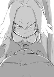 Rule 34 | 10s, 1boy, 1girl, arms at sides, barefoot, blurry, breasts, breasts apart, bulge, closed mouth, completely nude, depth of field, expressionless, from above, greyscale, hair between eyes, height difference, kemono friends, long hair, looking back, low ponytail, monochrome, nude, pov, qoom, shoebill (kemono friends), side ponytail, sketch, standing, sweat