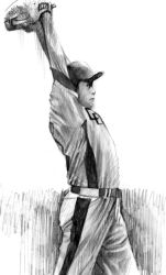 Rule 34 | 1boy, baseball, cowboy shot, greyscale, hat, male focus, monochrome, original, solo, stretching, uniform