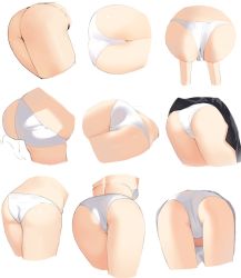 Rule 34 | ass, ass focus, bent over, from behind, gin00, multiple views, original, panties, simple background, thighs, thong, underwear, white background, white panties