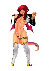 Rule 34 | 1boy, bottomless, cock ring, demon boy, demon wings, erection, highres, hooves, horns, male focus, navel, open mouth, original, penis, pointy ears, red eyes, red hair, riding crop, sex toy, short hair, smile, solo, spiked cock ring, uncensored, wings, yogurtmilk