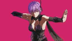 Rule 34 | 1girl, ayane (doa), bare shoulders, bodysuit, breasts, cleavage, dead or alive, large breasts, medium breasts, ninja gaiden, purple hair, red eyes, short hair, solo, the star man with a plan