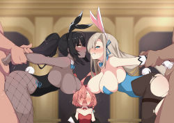 Rule 34 | 2boys, 3girls, ahoge, animal ears, arched back, arm grab, arm held back, asuna (blue archive), asuna (bunny) (blue archive), bare shoulders, bent over, black hair, black leotard, blue archive, blue eyes, blue leotard, blush, bouncing breasts, bow, bowtie, braid, breasts, brown legwear, cleavage, curvy, dark-skinned female, dark skin, detached collar, doggystyle, elbow gloves, fake animal ears, fishnet legwear, fishnets, from side, gloves, grabbing another&#039;s hair, grin, group sex, hair over one eye, hetero, high ponytail, highleg, highleg leotard, highres, karin (blue archive), karin (bunny) (blue archive), kumasteam, large breasts, leotard, light areolae, light brown hair, long hair, looking at viewer, moaning, mole, mole on breast, multiple boys, multiple girls, neru (blue archive), neru (bunny) (blue archive), nipples, open mouth, orange hair, pantyhose, playboy bunny, ponytail, rabbit ears, rabbit tail, red leotard, rolling eyes, sex, sex from behind, shiny skin, side braid, sidelocks, smile, tail, thighband pantyhose, thighs, thong leotard, torn clothes, torn legwear, traditional bowtie, white gloves, wide hips, yellow eyes