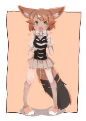 Rule 34 | 10s, 1girl, :d, animal ears, bad id, bad pixiv id, black-backed jackal (kemono friends), bow, bowtie, brown hair, elbow gloves, extra ears, fang, full body, gloves, green eyes, heart, heart-shaped pupils, highres, jackal ears, jackal tail, kemono friends, legs apart, looking at viewer, open mouth, pigeon-toed, pleated skirt, pussy juice, pussy juice drip, pussy juice trail, short hair, sketch, skirt, smile, solo, symbol-shaped pupils, teranekosu, white bow, white bowtie