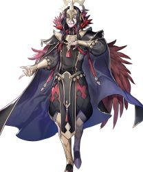 Rule 34 | 1boy, black hair, boots, cape, feathers, fingerless gloves, fire emblem, fire emblem fates, fire emblem heroes, full body, gloves, highres, iago (fire emblem), long hair, male focus, mask, nintendo, official art, p-nekor, red eyes, solo, teeth, transparent background