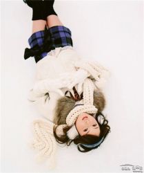 Rule 34 | earmuffs, gloves, nozomi sasaki, photo (medium), scarf, snow, sweater, thighhighs