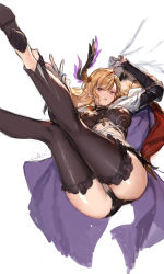 Rule 34 | 1girl, arm up, brown eyes, brown hair, detached pants, from below, gloves, granblue fantasy, hair ornament, high heels, highres, long hair, looking at viewer, open mouth, simple background, sketch, solo, tweyen (granblue fantasy), swd3e2, white background