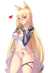 Rule 34 | 1girl, babydoll, barcode, barcode tattoo, blonde hair, blue eyes, blush, breasts, cleavage, cloel, collarbone, covered erect nipples, cowboy shot, g41 (girls&#039; frontline), girls&#039; frontline, hair between eyes, hand on own chest, heart, heterochromia, highres, index finger raised, lips, long hair, low-tied long hair, medium breasts, navel, nose blush, panties, parted lips, pink eyes, pubic tattoo, simple background, skindentation, solo, standing, stomach, straight hair, tattoo, thigh strap, thighs, tsurime, underwear, very long hair, white background, white panties