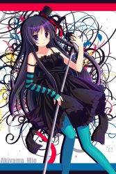 Rule 34 | 1girl, akiyama mio, bad id, bad pixiv id, black hair, character name, don&#039;t say &quot;lazy&quot;, dress, fingerless gloves, gloves, hat, hitsukuya, k-on!, long hair, microphone, microphone stand, mini hat, mini top hat, pantyhose, purple eyes, solo, top hat
