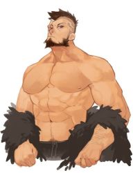 Rule 34 | 1boy, abs, bandaid, bandaid on cheek, bandaid on face, bara, bare pectorals, beard, black hair, bulge, cyphers, damian doyle (cyphers), dark-skinned male, dark skin, facial hair, gomtang, head tilt, large pectorals, male focus, male pubic hair, mature male, mohawk, muscular, muscular male, navel, navel hair, nipples, pectoral cleavage, pectorals, penis, pubic hair, short hair, sideburns, sidepec, solo, stomach, stubble, thick thighs, thighs, third-party source, topless male