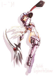 Rule 34 | 1girl, akiyama nenehisa, armor, fantasy earth zero, female focus, full body, looking at viewer, scythe, solo, wings