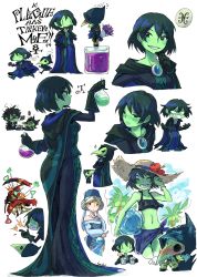 Rule 34 | 2boys, 2girls, bad id, bad twitter id, blush, brooch, colored skin, dress, flower, gloves, green eyes, green skin, hat, height difference, jewelry, mona (shovel knight), multiple boys, multiple girls, plague doctor mask, plague knight, potion, sachy (sachichy), shovel knight, specter knight, sun hat, sweat, nervous sweating, swimsuit, thought bubble
