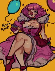 Rule 34 | 1girl, absurdres, ace attorney, balloon, breasts, geiru toneido, gloves, highres, large breasts, one eye closed, pink hair, solo, thighs, widisu, wink