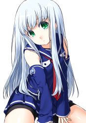 Rule 34 | 10s, 1girl, aoki hagane no arpeggio, bare shoulders, blue hair, character request, detached sleeves, green eyes, iona (aoki hagane no arpeggio), long hair, looking at viewer, onsoku inu, simple background, skirt, solo, thighs, white background