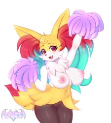 Rule 34 | 1girl, :3, absurdres, alternate color, animal ear fluff, animal ears, animal nose, arm up, artist name, black fur, blush, body fur, braixen, breasts, commission, completely nude, cowboy shot, creatures (company), fangs, female focus, fox ears, fox girl, fox tail, furry, furry female, game freak, gen 6 pokemon, hand up, happy, highres, holding, holding pom poms, kitsuumi, large areolae, large breasts, light blush, looking at viewer, navel, neck fur, nintendo, nipples, nude, open mouth, outstretched arm, personification, pokemon, pokemon (creature), pom pom (cheerleading), pom poms, pussy, red eyes, shiny skin, simple background, smile, snout, solo, standing, stomach, tail, uncensored, watermark, white background, white fur, wide hips, yellow fur