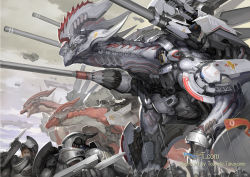 Rule 34 | armor, cyborg, dragon, gun, highres, lance, original, polearm, takayama toshiaki, watermark, weapon