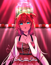 Rule 34 | 1girl, akai haato, akai haato (gothic lolita), bare arms, bare shoulders, blue eyes, breasts, cleavage, crying, crying with eyes open, disembodied head, dress, flower, hair between eyes, hair ribbon, highres, hololive, long hair, looking at viewer, open mouth, red dress, red flower, red rose, ribbon, rose, scar, scar on neck, sleeveless, sleeveless dress, solo, tagme, tears, twintails, very long hair, virtual youtuber, white flower, white rose, yuu201023