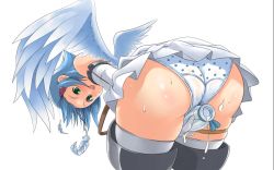Rule 34 | 00s, 1girl, :p, angel, angel of light nanael, angel wings, ass, asymmetrical wings, bare shoulders, bent over, blue hair, boots, cameltoe, crotch rub, elbow gloves, feathers, female masturbation, gloves, green eyes, looking back, masturbation, miniskirt, nanael (queen&#039;s blade), nanael (queen's blade), open mouth, panties, polka dot, polka dot panties, queen&#039;s blade, skirt, solo, sugiura, thighhighs, tongue, tongue out, underwear, wings