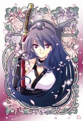 Rule 34 | 10s, 1girl, flower, holding, holding sword, holding weapon, kantai collection, katana, koge donbo, md5 mismatch, nagato (kancolle), petals, resized, solo, sparkle, sword, weapon
