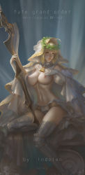 Rule 34 | 1girl, absurdres, aestus estus, ahoge, artist name, belt, blonde hair, breasts, bridal veil, chain, character name, commentary, copyright name, dated, detached sleeves, fate/extra, fate/extra ccc, fate/grand order, fate (series), full-length zipper, green eyes, hand on own chest, head wreath, highleg, highres, indolen, large breasts, lips, lock, looking at viewer, medium hair, navel, nero claudius (bride) (fate), nero claudius (bride) (third ascension) (fate), nero claudius (fate), nero claudius (fate) (all), nipples, padlock, padlocked collar, puffy detached sleeves, puffy sleeves, showgirl skirt, solo, thighhighs, veil, white sleeves, white thighhighs, wide sleeves, zipper, zipper pull tab