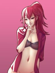 Rule 34 | 1girl, anna (fire emblem), bottomless, fire emblem, fishnets, highres, nintendo, nipples, pink hair, pomelomelon, ponytail, see-through, smile