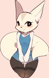 Rule 34 | 1girl, :3, aggressive retsuko, animal ears, animal hands, black pantyhose, blue skirt, blue vest, blush, breast pocket, breasts, brown eyes, closed mouth, female focus, fenneko, formal, fox ears, fox girl, fox tail, fredek666, full body, furry, furry female, happy, highres, kneeling, long sleeves, looking to the side, microskirt, nose blush, office lady, own hands together, pantyhose, pencil skirt, pink background, pocket, seiza, shiny clothes, shirt, simple background, sitting, skirt, skirt suit, small breasts, smile, solo, suit, tail, thigh gap, thighband pantyhose, v arms, vest, white shirt, wide hips