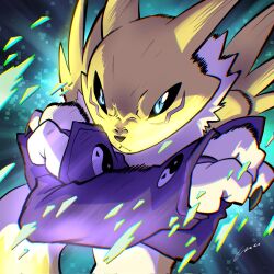 Rule 34 | 1other, black sclera, blue eyes, claws, colored sclera, digimon, digimon (creature), digimon survive, highres, other focus, renamon, solo, tail, yin yang