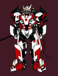 Rule 34 | 1boy, alex milne, autobot, blue eyes, clenched hand, concept art, drift (transformers), insignia, katana, looking at viewer, machine, machinery, mecha, no humans, official art, robot, science fiction, simple background, solo, sword, the transformers (idw), transformers, weapon