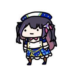 Rule 34 | 1girl, blue hat, chibi, fklars, hair ornament, hat, highres, hina misora, long hair, multicolored hair, simple background, solo, two-tone hair, very long hair, virtual youtuber, wactor production, walfie (style), white background
