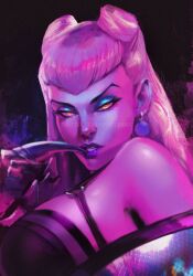 Rule 34 | 1girl, breasts, cropped jacket, demon, demon girl, evelynn (league of legends), highres, jewelry, large breasts, league of legends, long hair, looking at viewer, makeup, off shoulder, parted lips, solo, spykeee, the baddest evelynn, white hair, yellow eyes